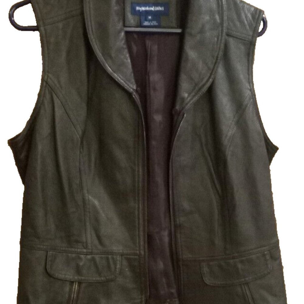 My Weekend Clothes Womans Leather Vest size Medium black